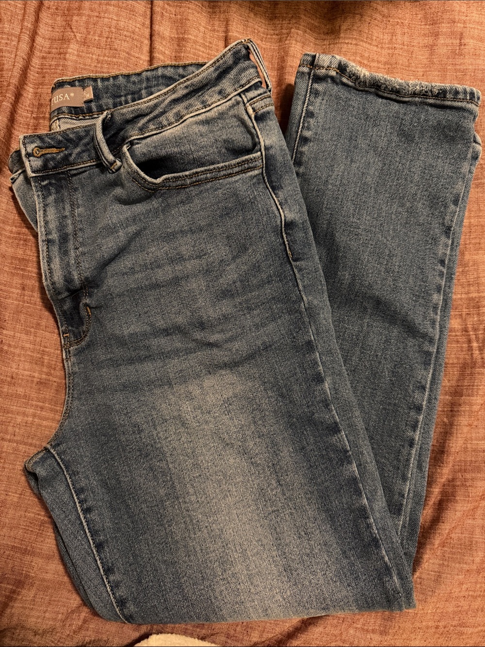 Just USA Women's Faded Blue Straight-Leg Jeans